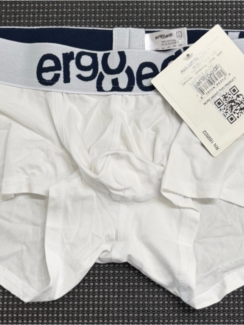 Lot of 2 - Ergowear White Men’s Briefs with Navy Logo Waistband